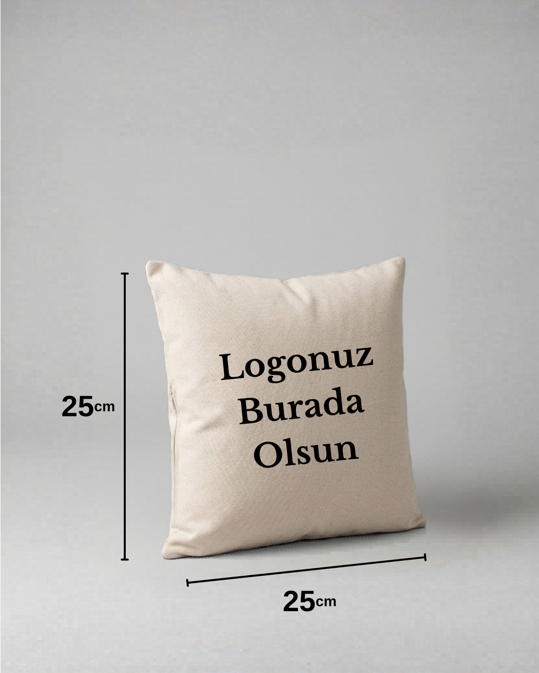 Ham bez kırlent 25x25 cm - dekoratif kırlent yüzeyi %100 pamuk