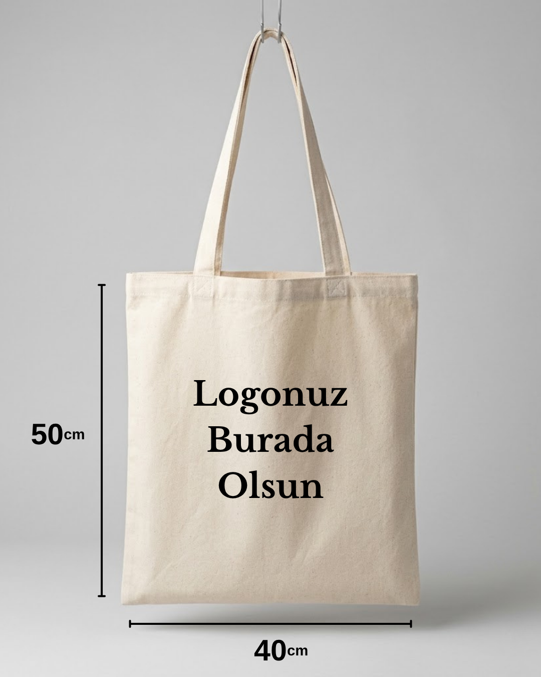 Ham bez çanta 50x40 cm - büyük market çantası %100 pamuk
